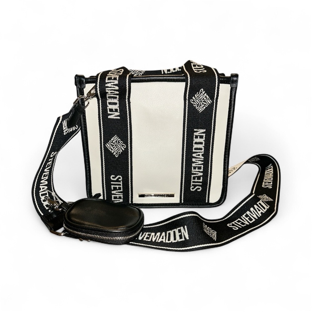 Steve Madden Black and Cream Tote Bag